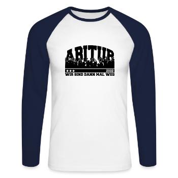 Abitur 2022 Abi Schulabschluss Gymnasium - Unisex Baseballshirt langarm - Weiß/Navy - Vorne - Nik (191cm)