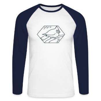 Oiseau cardinal de diamant - T-shirt baseball manches longues Homme - blanc/marine - Devant - Nik (191cm)