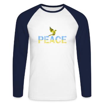 Peace Dove Dot Design - Unisex Long Sleeve Baseball T-Shirt - white/navy - Front - Nik (191cm)