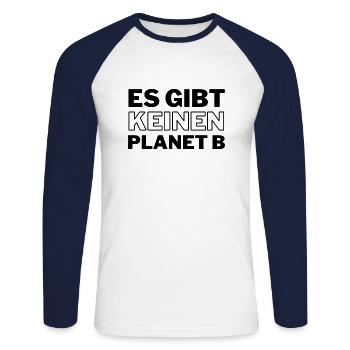 Es gibt keinen Planet B ! - Unisex Baseballshirt langarm - Weiß/Navy - Vorne - Nik (191cm)
