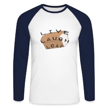Live laugh loaf witziger Spruch Brot und Nacken - Unisex Baseballshirt langarm - Weiß/Navy - Vorne - Nik (191cm)
