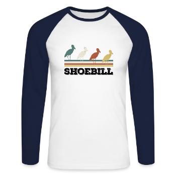 Schuhschnabel Vogel Ornithologe Wald I Geschenk - Unisex Baseballshirt langarm - Weiß/Navy - Vorne - Nik (191cm)