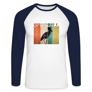 Schuhschnabel Vogel Ornithologe Wald I Geschenk - Unisex Baseballshirt langarm - Weiß/Navy - Vorne - Nik (191cm)