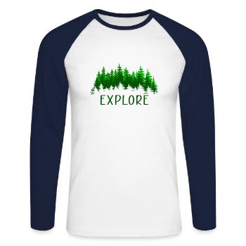 Forest Trees Forester - Unisex Long Sleeve Baseball T-Shirt - white/navy - Front - Nik (191cm)