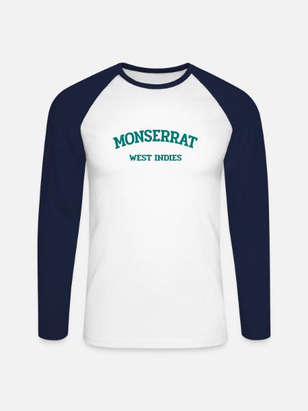 Monserrat - Plymouth - Caribbean - West Indies - Unisex Long Sleeve Baseball T-Shirt - white/navy