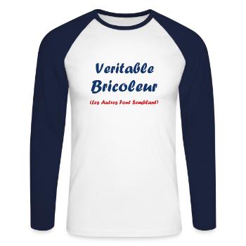 bricoleur - T-shirt baseball manches longues Homme - blanc/marine - Devant - Nik (191cm)