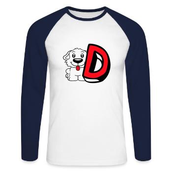 Chien D Lettre Chien Assis Petit Chien Mignon - T-shirt baseball manches longues Homme - blanc/marine - Devant - Nik (191cm)