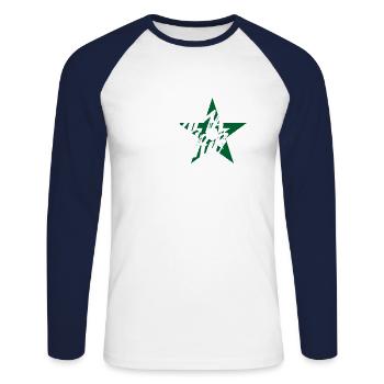 Dima Maghrib - T-shirt baseball manches longues Homme - blanc/marine - Devant - Nik (191cm)