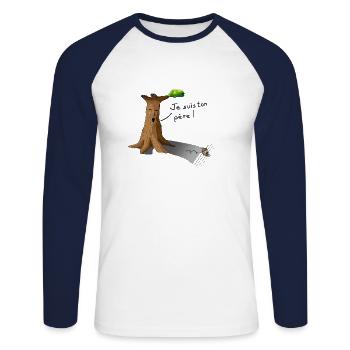 Je suis ton père - T-shirt baseball manches longues Homme - blanc/marine - Devant - Nik (191cm)