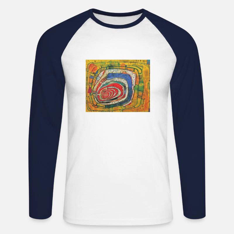 hundert wasser - kunst - Unisex Baseballshirt langarm - Weiß/Navy