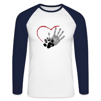 Hundebesitzer - Unisex Baseballshirt langarm - Weiß/Navy - Vorne - Nik (191cm)