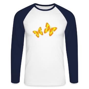 Schmetterling Falter Insekten Frühling Sommer bunt - Unisex Baseballshirt langarm - Weiß/Navy - Vorne - Nik (191cm)