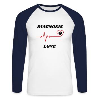 Diagnose Liebe - Unisex Baseballshirt langarm - Weiß/Navy - Vorne - Nik (191cm)