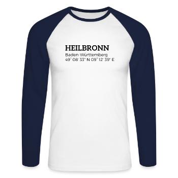 Heilbronn Baden-Württemberg coordinates - Unisex Long Sleeve Baseball T-Shirt - white/navy - Front - Nik (191cm)