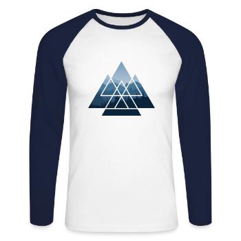 Baum Wald Natur Dreieck Umweltschutz - Unisex Baseballshirt langarm - Weiß/Navy - Vorne - Nik (191cm)