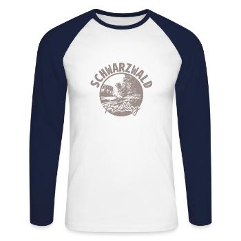 SCHWARZBALD-FREIBURG - Unisex Baseballshirt langarm - Weiß/Navy - Vorne - Nik (191cm)
