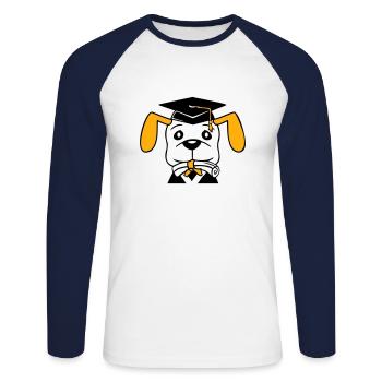 Hund Schulabschluss Zeugnis Gymnasium College Abi - Unisex Baseballshirt langarm - Weiß/Navy - Vorne - Nik (191cm)
