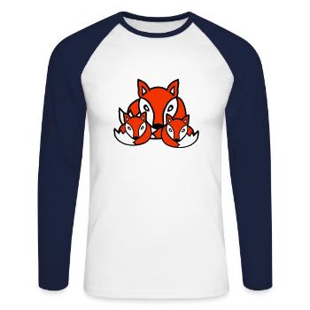 3 Füchse Freunde Familie Drei Kinder Crew Team Süß - Unisex Baseballshirt langarm - Weiß/Navy - Vorne - Nik (191cm)