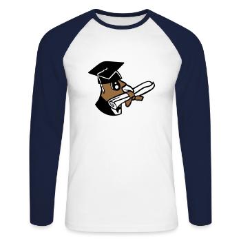 Deaf School Graduation College Certificate Certificate Certificate - Unisex Long Sleeve Baseball T-Shirt - white/navy - Front - Nik (191cm)