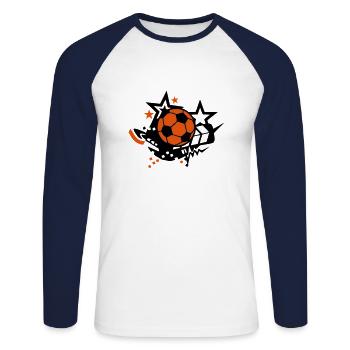 ballon football soccer stars504 - T-shirt baseball manches longues Homme - blanc/marine - Devant - Nik (191cm)