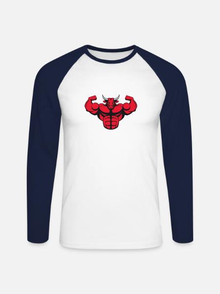 Stier - Unisex Baseballshirt langarm - Weiß/Navy