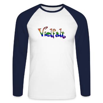 Diversité1 1 - T-shirt baseball manches longues Homme - blanc/marine - Devant - Nik (191cm)