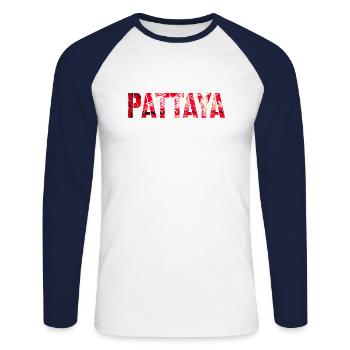 Pattaya City Thailand Asia Travel Party - Unisex Long Sleeve Baseball T-Shirt - white/navy - Front - Nik (191cm)