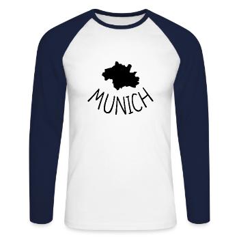 München - Unisex Baseballshirt langarm - Weiß/Navy - Vorne - Nik (191cm)