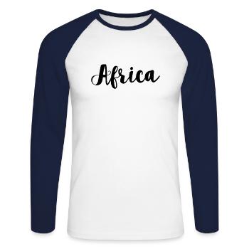 Africa lettrage - T-shirt baseball manches longues Homme - blanc/marine - Devant - Nik (191cm)