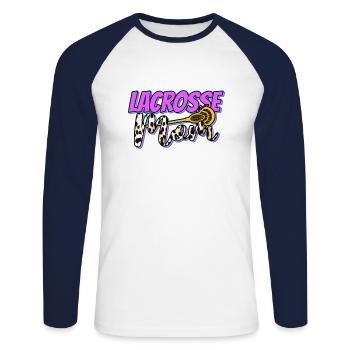 Lacrosse Sport Mutter Mama I Geschenk - Unisex Baseballshirt langarm - Weiß/Navy - Vorne - Nik (191cm)
