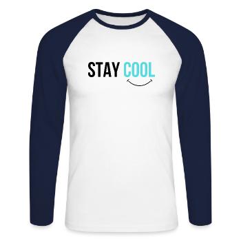 STAY COOL - Unisex Long Sleeve Baseball T-Shirt - white/navy - Front - Nik (191cm)
