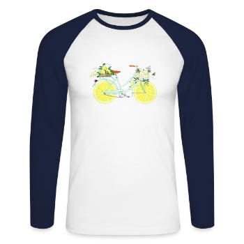 Vélo aux citrons - T-shirt baseball manches longues Homme - blanc/marine - Devant - Nik (191cm)