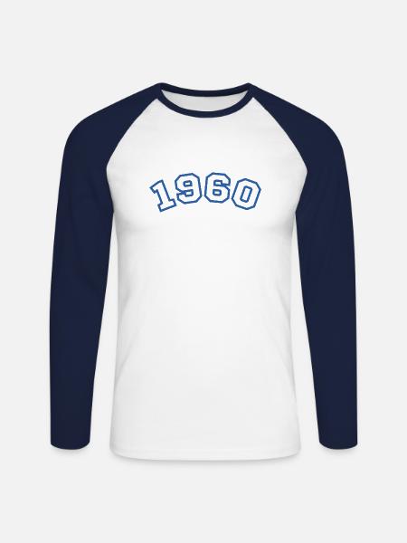 1960 Sport Blue - Unisex Long Sleeve Baseball T-Shirt - white/navy