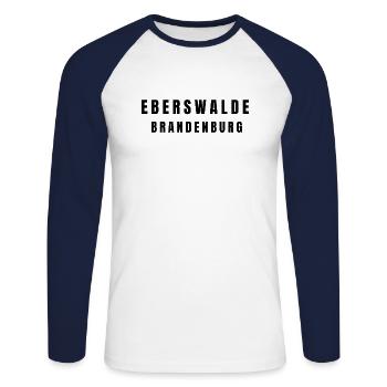 Eberswalde Brandenburg - T-shirt baseball manches longues Homme - blanc/marine - Devant - Nik (191cm)