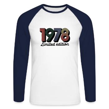 Vintage 1978 limited edition - Unisex Long Sleeve Baseball T-Shirt - white/navy - Front - Nik (191cm)