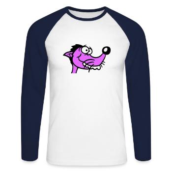 Hund Guckt Dumm Kerl Lustig Blöd Verrückt Komisch - Unisex Baseballshirt langarm - Weiß/Navy - Vorne - Nik (191cm)