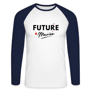 Bride-to-be Hearts - Bride Gift - Unisex Long Sleeve Baseball T-Shirt - white/navy - Front - Nik (191cm)