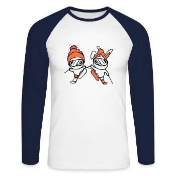 Bunny Bird Birthing Team Ski Bunny Ski Goggles Cap - Unisex Long Sleeve Baseball T-Shirt - white/navy - Front - Nik (191cm)