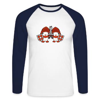 2 Ducks Knight Armor Sword Shield Helmet Fighter - Unisex Long Sleeve Baseball T-Shirt - white/navy - Front - Nik (191cm)