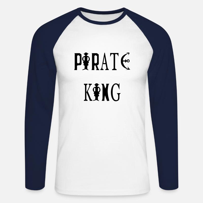 Pirate King - Unisex Baseballshirt langarm - Weiß/Navy