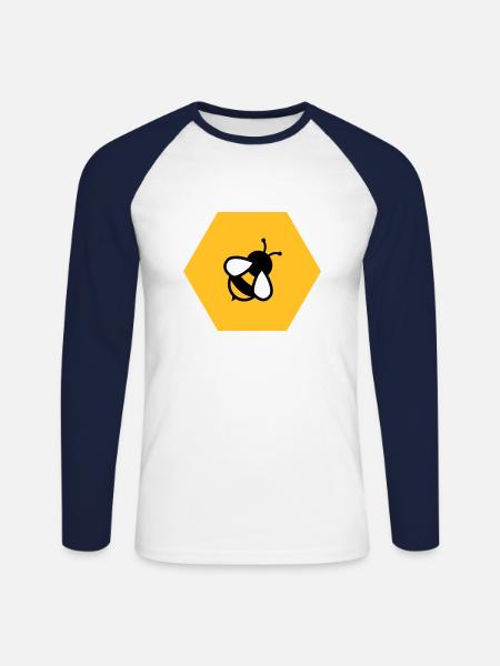 Biene Wabe - Unisex Long Sleeve Baseball T-Shirt - white/navy
