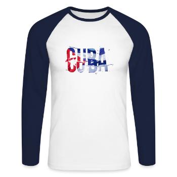 Kuba Flagge Cubanisto - Unisex Baseballshirt langarm - Weiß/Navy - Vorne - Nik (191cm)