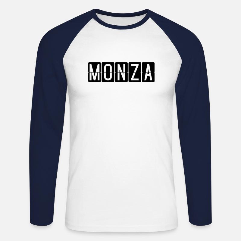 Monza Flughafentafel - Unisex Baseballshirt langarm - Weiß/Navy