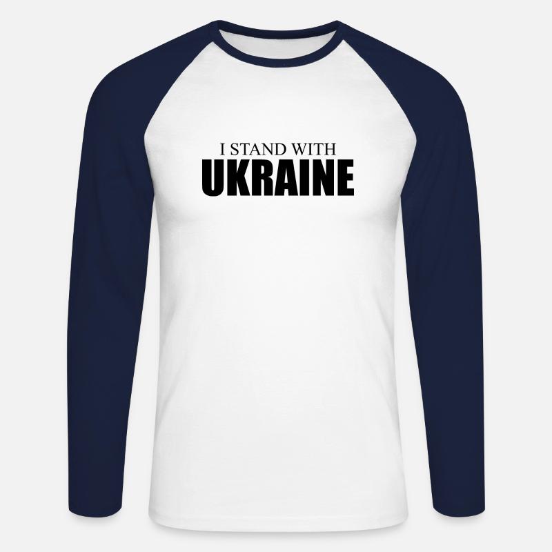 Ukraine Sieg - Unisex Baseballshirt langarm - Weiß/Navy