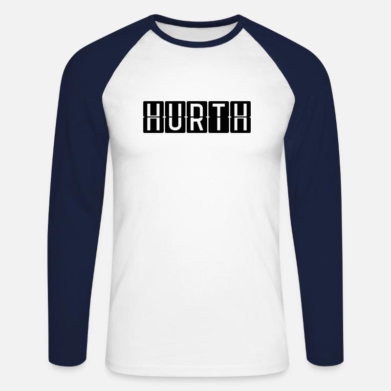 Hürth Flughafentafel - Unisex Baseballshirt langarm - Weiß/Navy