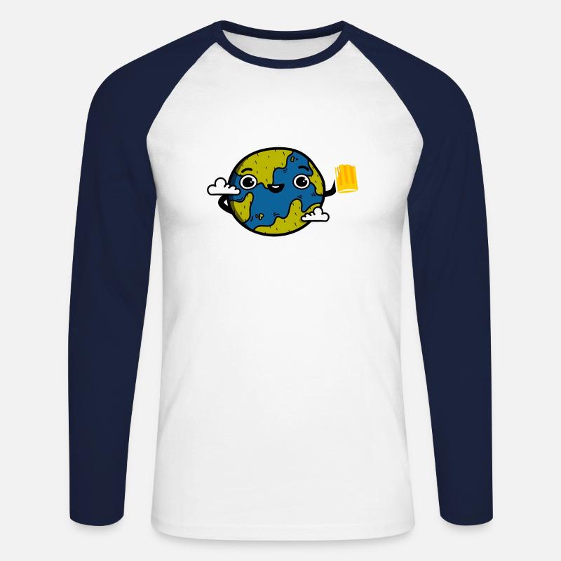 Planète Bière - Unisex Baseballshirt langarm - Weiß/Navy