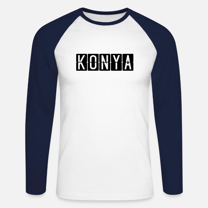 Konya Flughafentafel - Unisex Baseballshirt langarm - Weiß/Navy