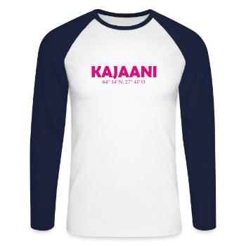 Kajaani - Finland - Coordinates Longitude Latitude - Unisex Baseballshirt langarm - Weiß/Navy - Vorne - Nik (191cm)