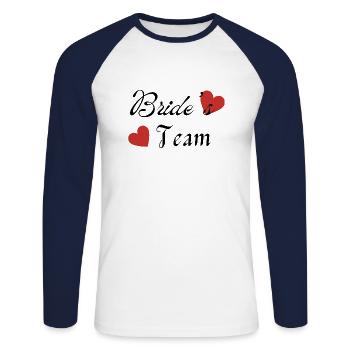Das Team der Braut - Unisex Baseballshirt langarm - Weiß/Navy - Vorne - Nik (191cm)