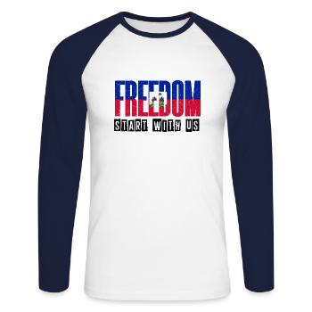 Haiti Haitian Flag Ayiti Haitian I Gift - Unisex Long Sleeve Baseball T-Shirt - white/navy - Front - Nik (191cm)
